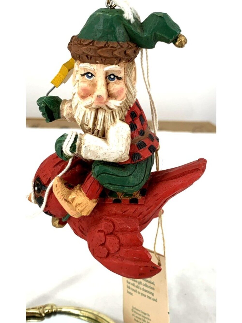 Pine Tree Lodge Elf Cardinal Bird Christmas Ornament NWT 4.75" Midwest of Cannon